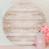 Aperturee - Light Brown Round Birthday Party Wooden Backdrop